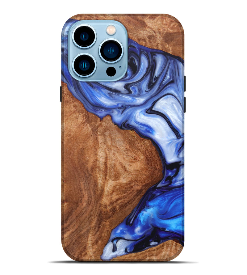 iPhone 14 Pro Max Wood+Resin Live Edge Phone Case - Meyer (Blue, 628683)
