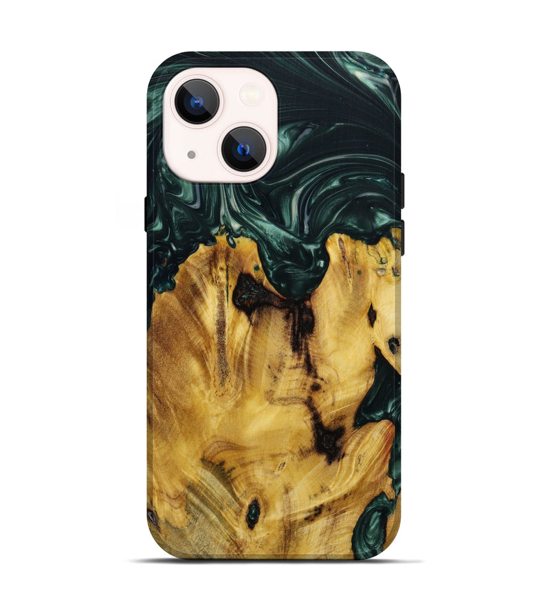 iPhone 13 Wood+Resin Live Edge Phone Case - Denise (Green, 641784)