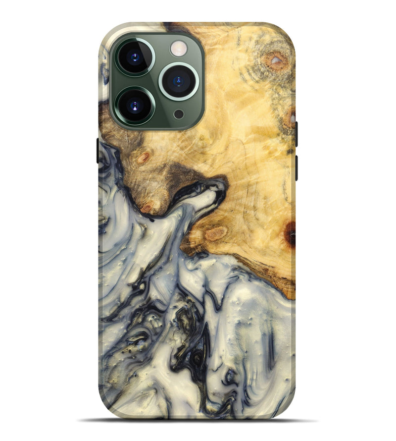 iPhone 13 Pro Max Wood+Resin Live Edge Phone Case - Antonella (Black & White, 628010)