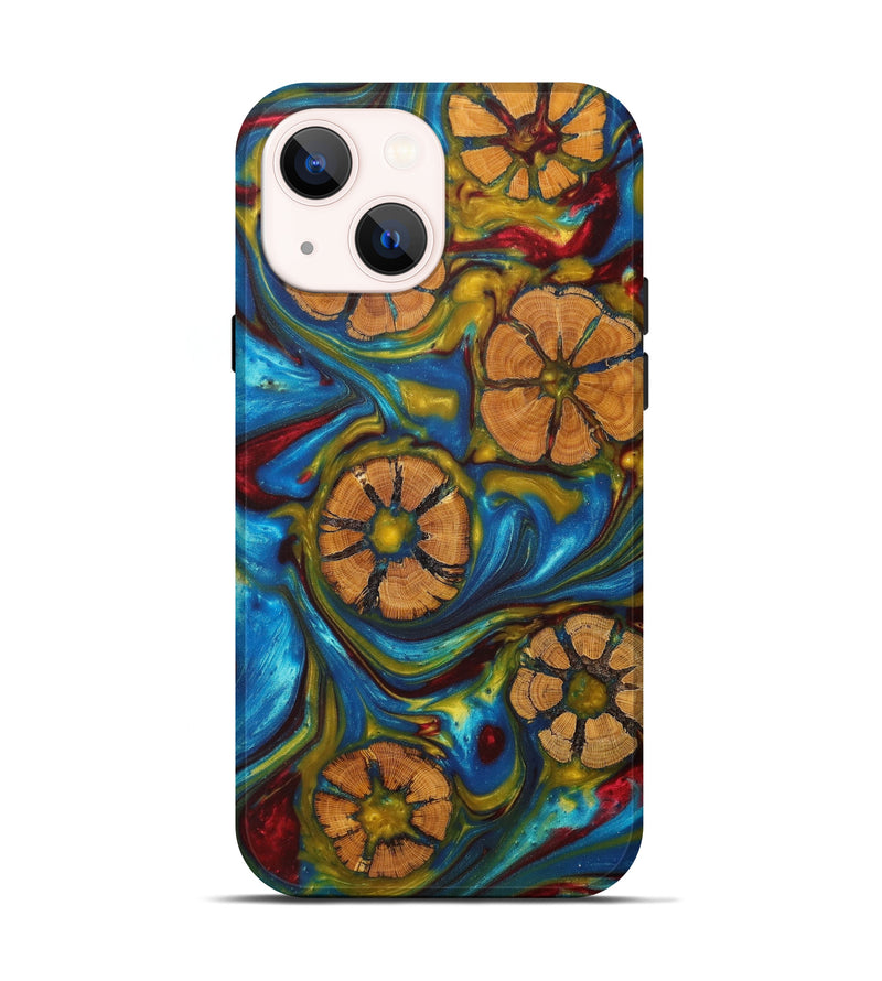 iPhone 13 Wood+Resin Live Edge Phone Case - Jamie (Blue, 629011)