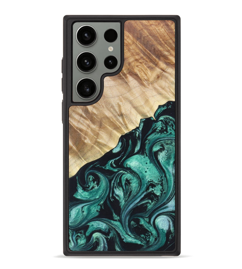Galaxy S23 Ultra Wood+Resin Phone Case - Shavonne (Green, 626382)