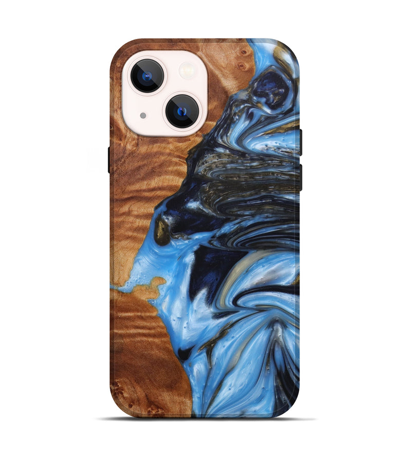 iPhone 13 Wood+Resin Live Edge Phone Case - Francesca (Light Blue, 610625)