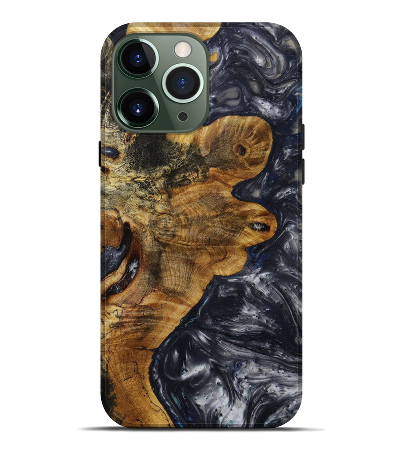 iPhone 13 Pro Max Wood+Resin Live Edge Phone Case - Heath (Black & White, 645079)