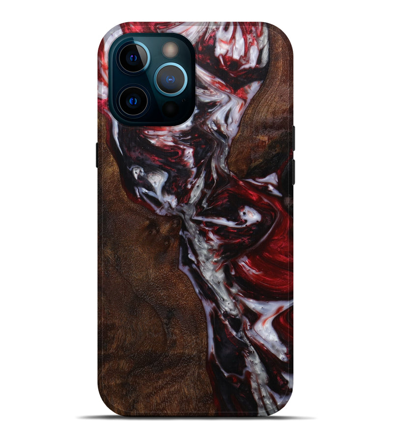 iPhone 12 Pro Max Wood+Resin Live Edge Phone Case - Jazlyn (Dark Red, 610784)