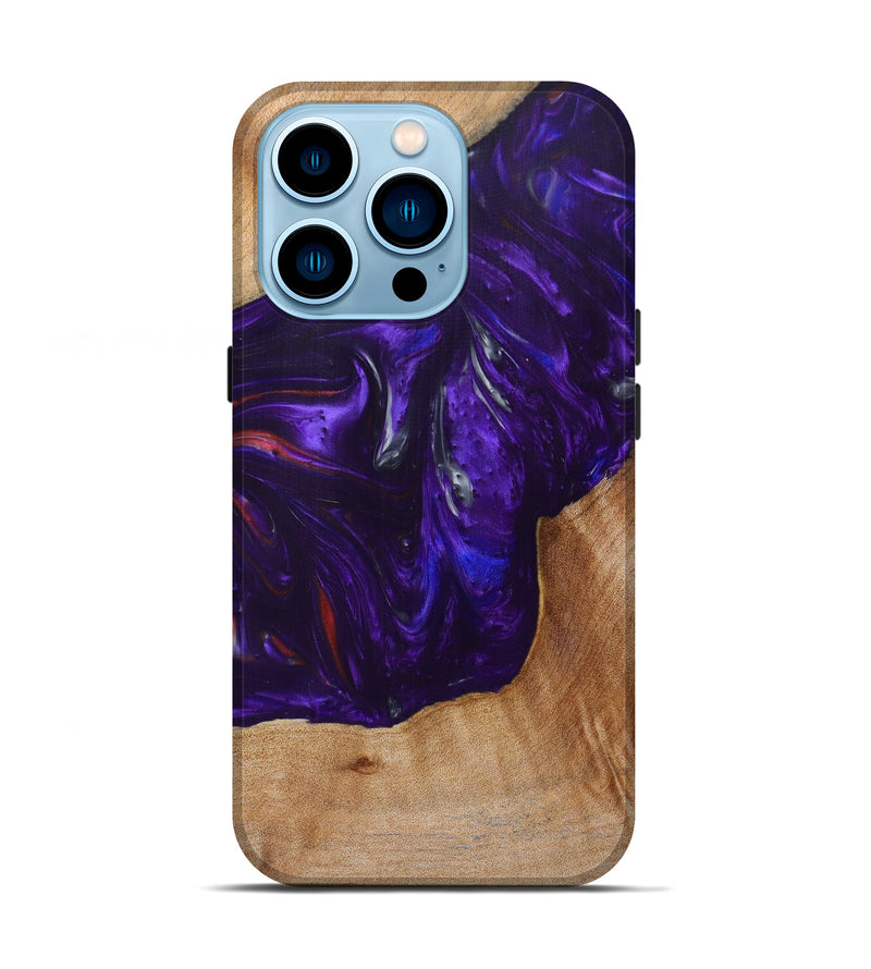 iPhone 14 Pro Wood+Resin Live Edge Phone Case - Margery (Purple, 623911)