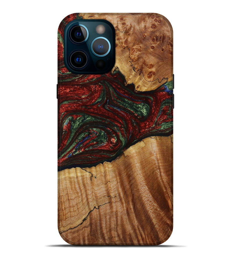 iPhone 12 Pro Max Wood+Resin Live Edge Phone Case - Gerard (Green, 646909)