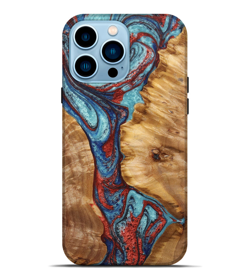 iPhone 14 Pro Max Wood+Resin Live Edge Phone Case - Hayes (Blue, 634606)