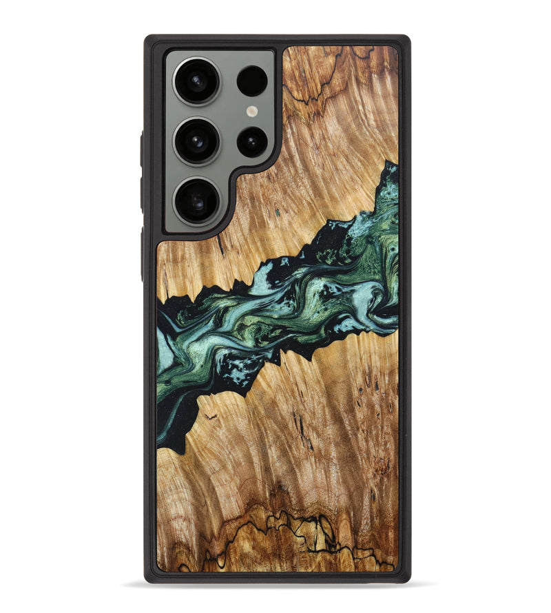 Galaxy S23 Ultra Wood+Resin Phone Case - Katharine (Green, 636612)