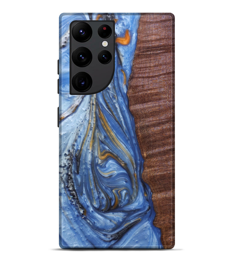 Galaxy S22 Ultra Wood+Resin Live Edge Phone Case - Sephira (Light Blue, 595964)
