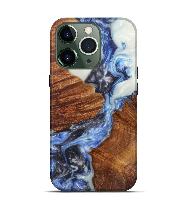 iPhone 13 Pro Wood+Resin Live Edge Phone Case - Shirl (Light Blue, 599162)