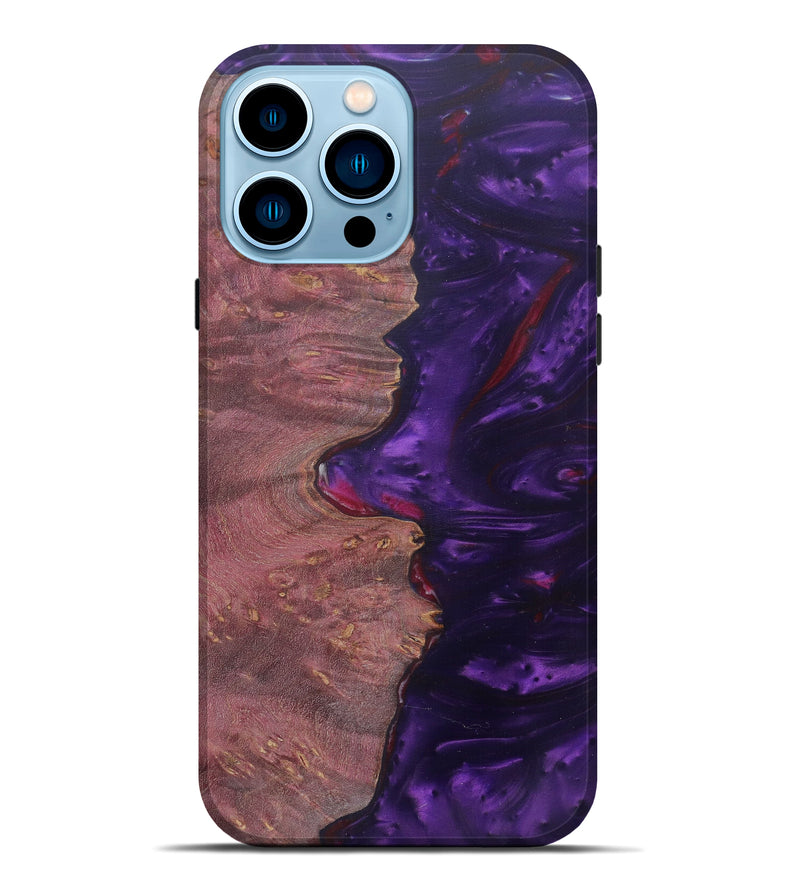 iPhone 14 Pro Max Wood+Resin Live Edge Phone Case - Ning (Purple, 590690)