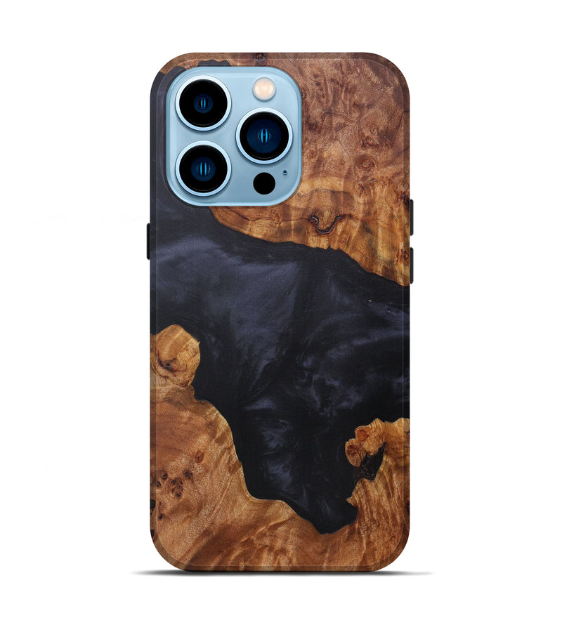 iPhone 14 Pro Wood+Resin Live Edge Phone Case - Otfried (Pure Black, 591416)