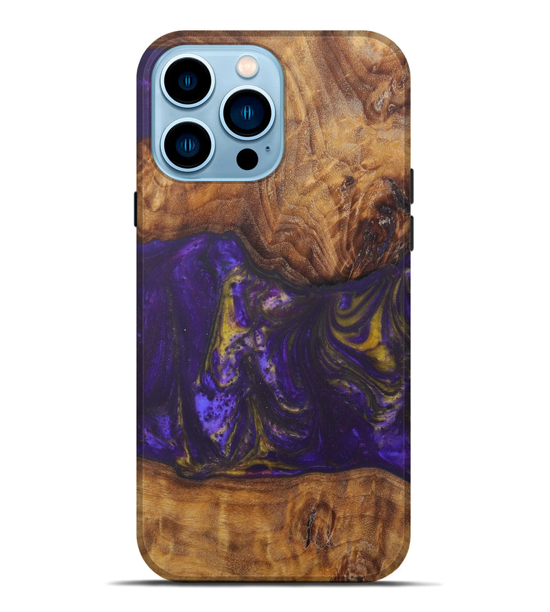iPhone 14 Pro Max Wood+Resin Live Edge Phone Case - Meara (Purple, 602470)