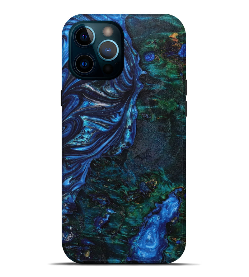 iPhone 12 Pro Max Wood+Resin Live Edge Phone Case - Abram (Blue, 641222)