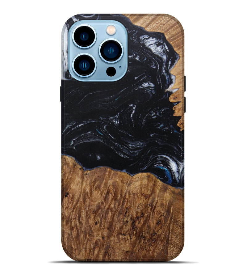 iPhone 14 Pro Max Wood+Resin Live Edge Phone Case - Tien (Black & White, 588024)
