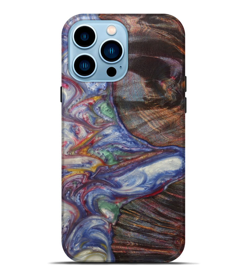 iPhone 14 Pro Max Wood+Resin Live Edge Phone Case - Joice (Light Blue, 596642)