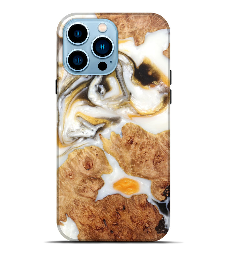 iPhone 14 Pro Max Wood+Resin Live Edge Phone Case - Franz (Black & White, 605646)