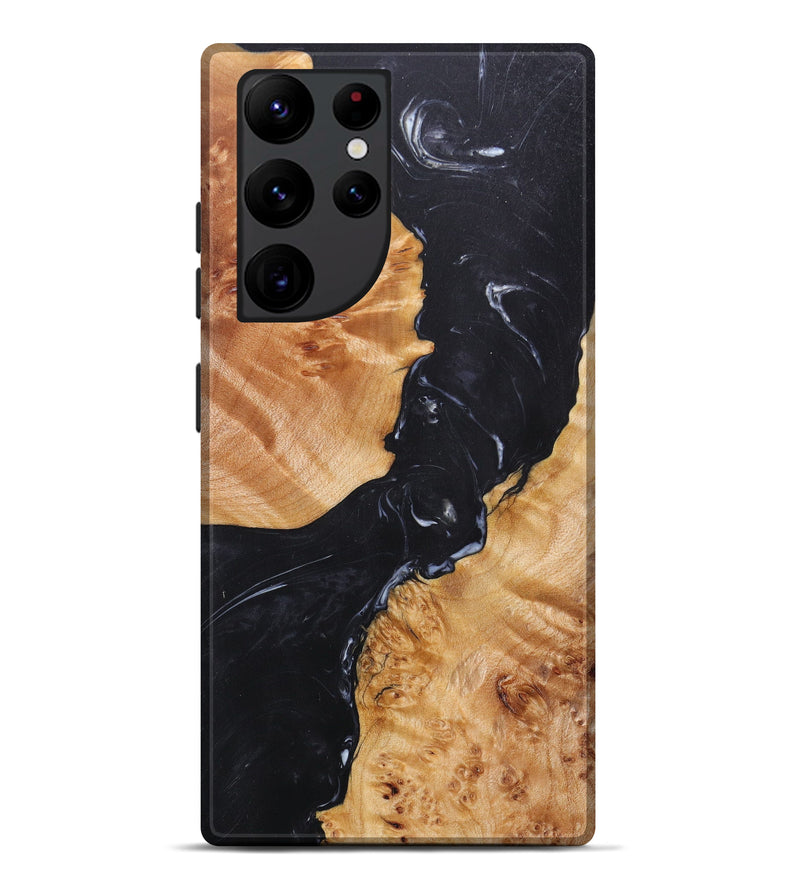 Galaxy S22 Ultra Wood+Resin Live Edge Phone Case - Carri (Pure Black, 603735)
