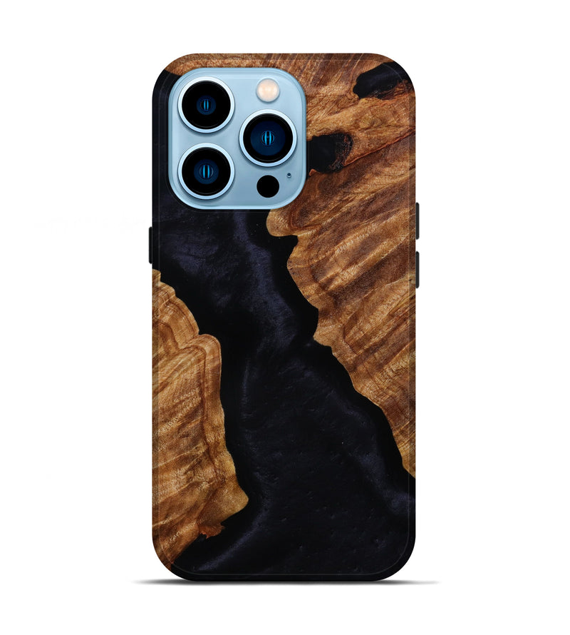 iPhone 14 Pro Wood+Resin Live Edge Phone Case - Theo (Black & White, 646302)