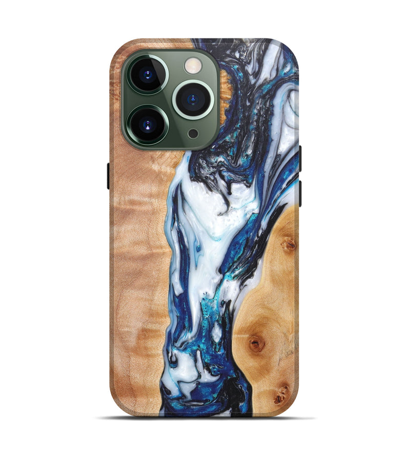 iPhone 13 Pro Wood+Resin Live Edge Phone Case - Lanny (Black & White, 611072)