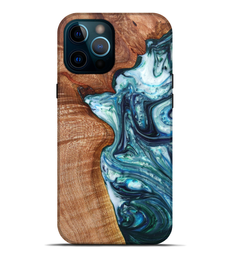 iPhone 12 Pro Max Wood+Resin Live Edge Phone Case - Tyson (Blue, 628381)