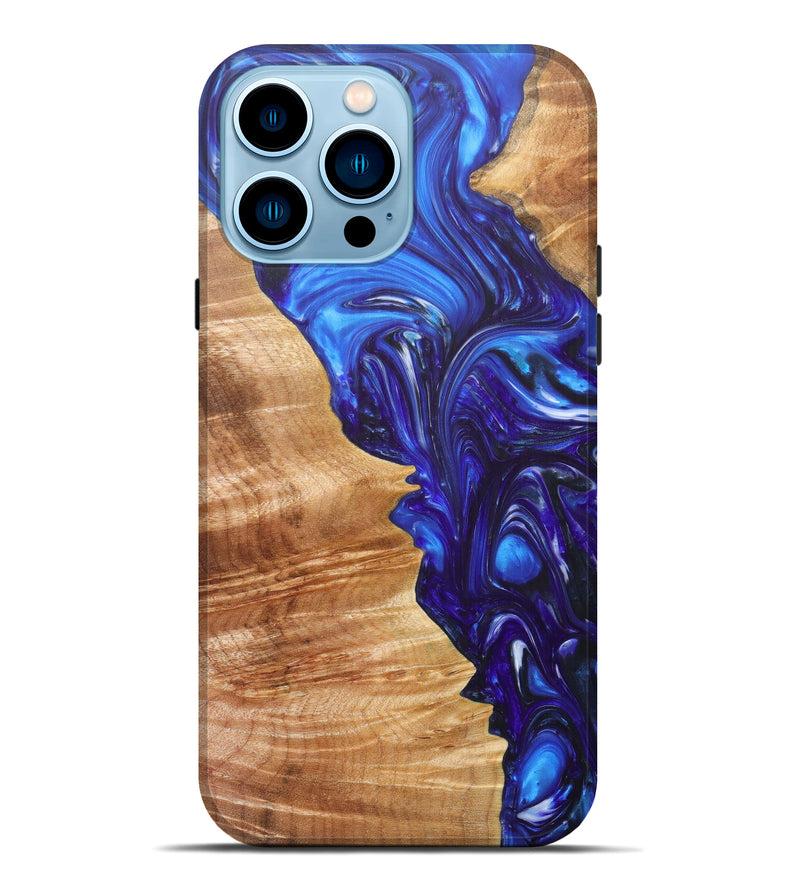 iPhone 14 Pro Max Wood+Resin Live Edge Phone Case - Meris (Light Blue, 605551)