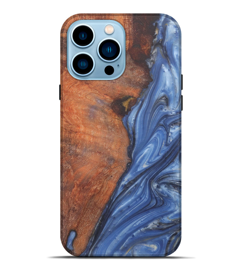 iPhone 14 Pro Max Wood+Resin Live Edge Phone Case - Constantin (Light Blue, 594774)