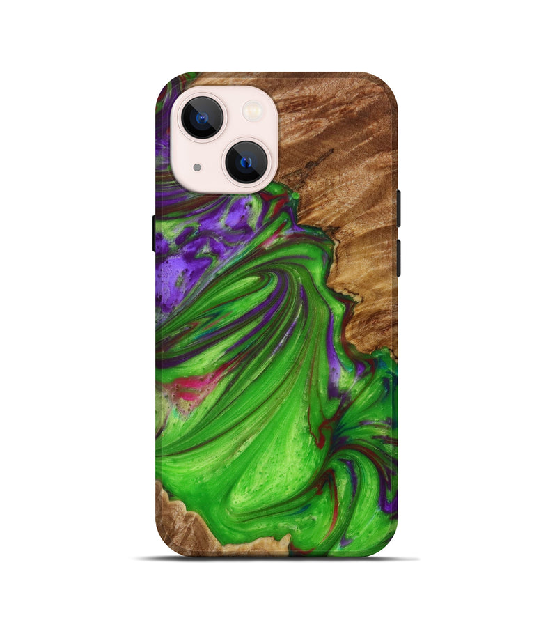 iPhone 13 mini Wood+Resin Live Edge Phone Case - Ana (Green, 641966)