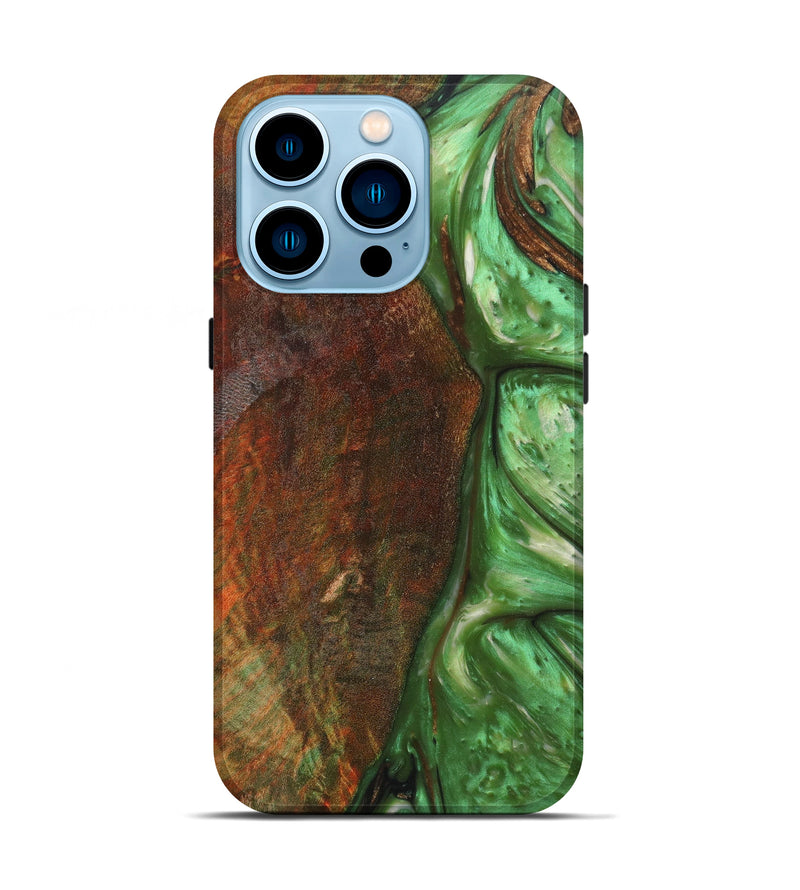 iPhone 14 Pro Wood+Resin Live Edge Phone Case - Van (Green, 623691)