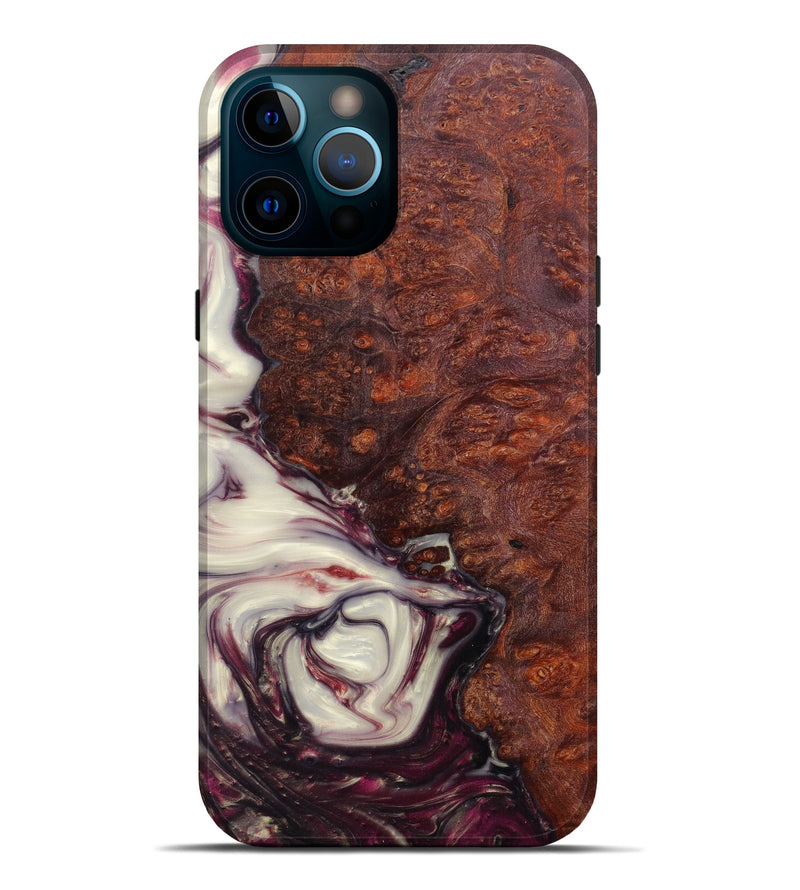 iPhone 12 Pro Max Wood+Resin Live Edge Phone Case - Sidonnie (Dark Red, 597284)