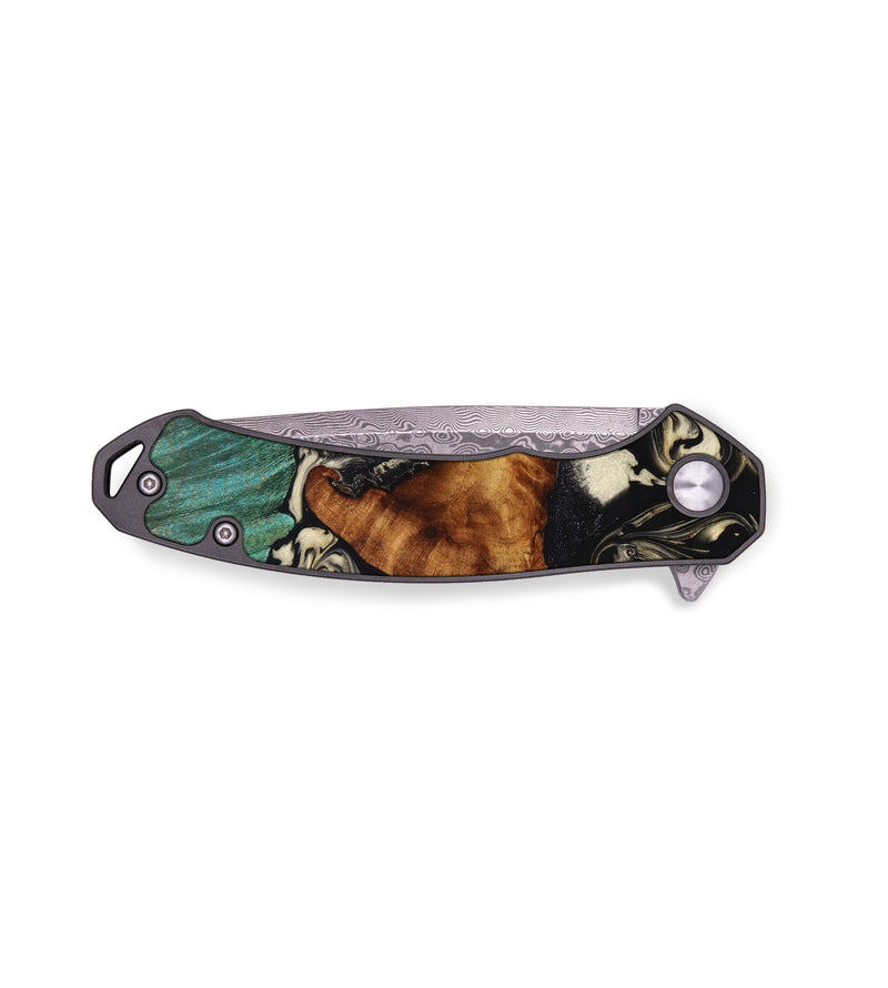 EDC Wood+Resin Pocket Knife - Maureen (Black & White, 644155)