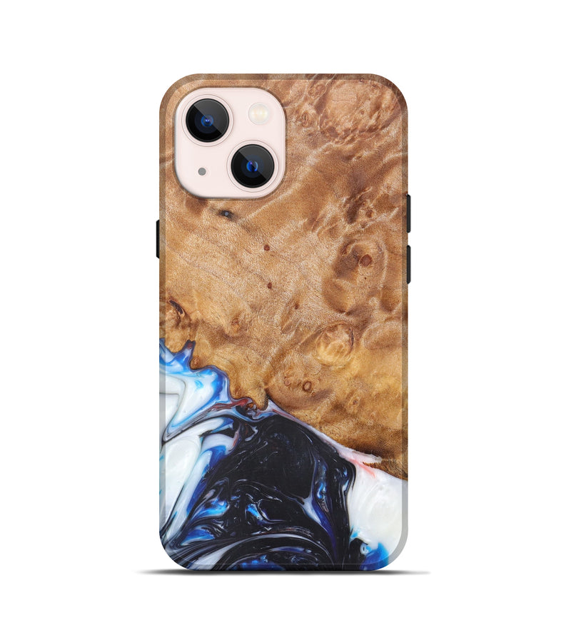 iPhone 13 mini Wood+Resin Live Edge Phone Case - Vale (Dark Blue, 606845)