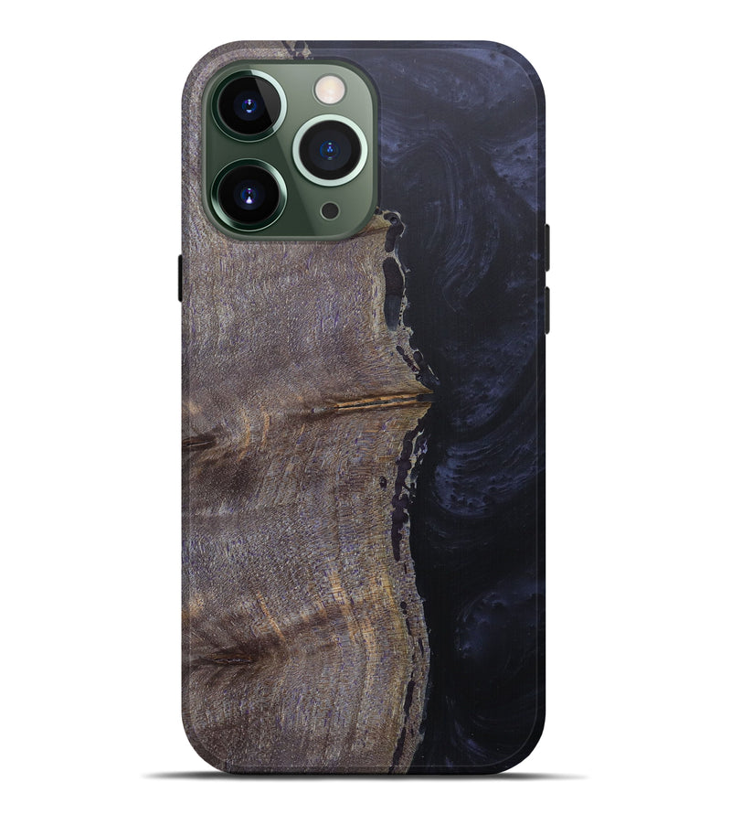 iPhone 13 Pro Max Wood+Resin Live Edge Phone Case - Hilliard (Pure Black, 608622)