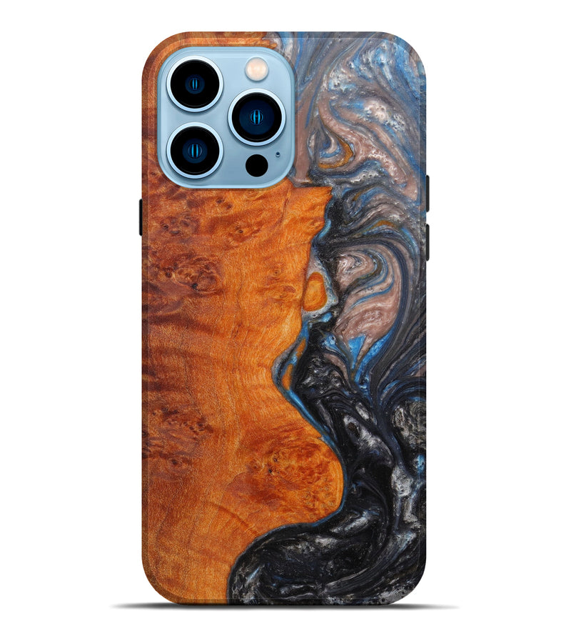 iPhone 14 Pro Max Wood+Resin Live Edge Phone Case - Dolores (Light Blue, 597285)