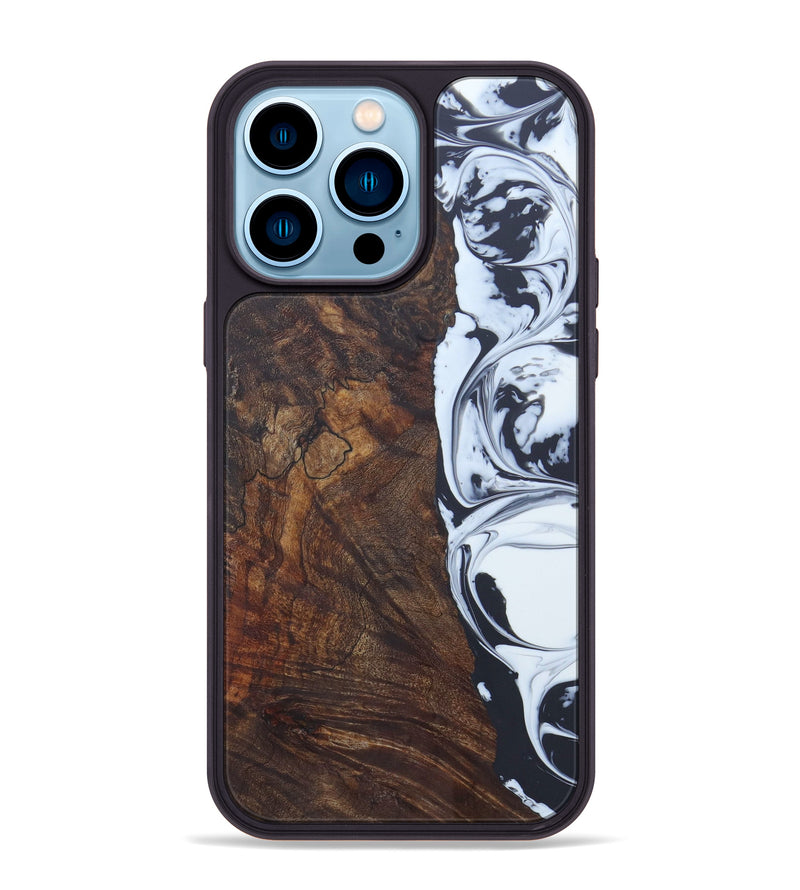 iPhone 14 Pro Max Wood+Resin Phone Case - Clari (Black & White, 597479)