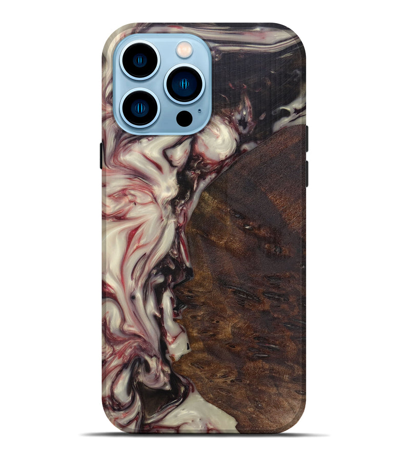 iPhone 14 Pro Max Wood+Resin Live Edge Phone Case - Warwick (Dark Red, 593782)