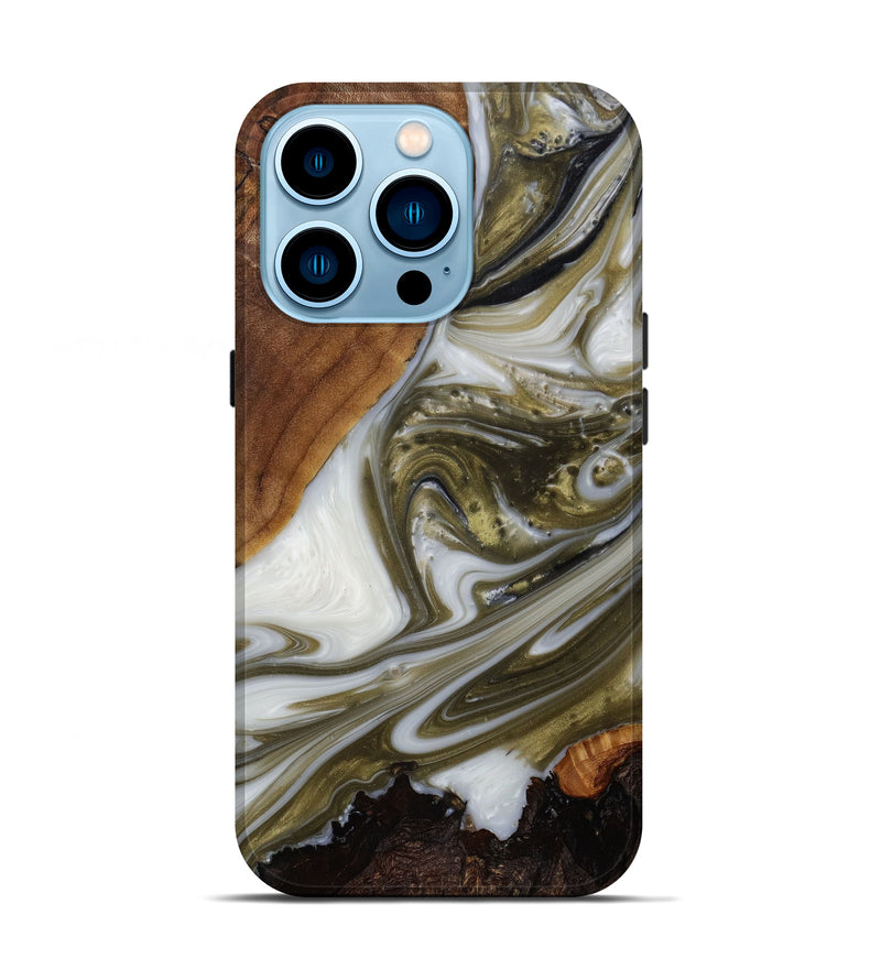 iPhone 14 Pro Wood+Resin Live Edge Phone Case - Tamara (Metallic, 613976)