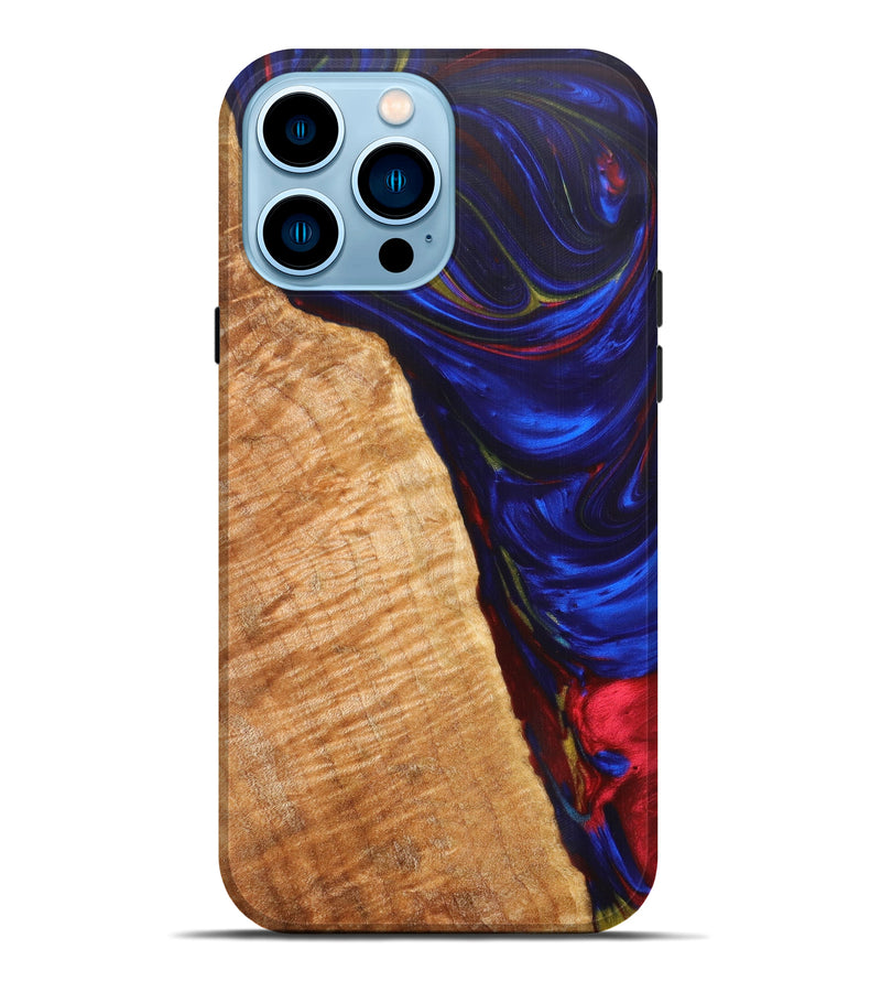 iPhone 14 Pro Max Wood+Resin Live Edge Phone Case - Star (Blue, 615812)