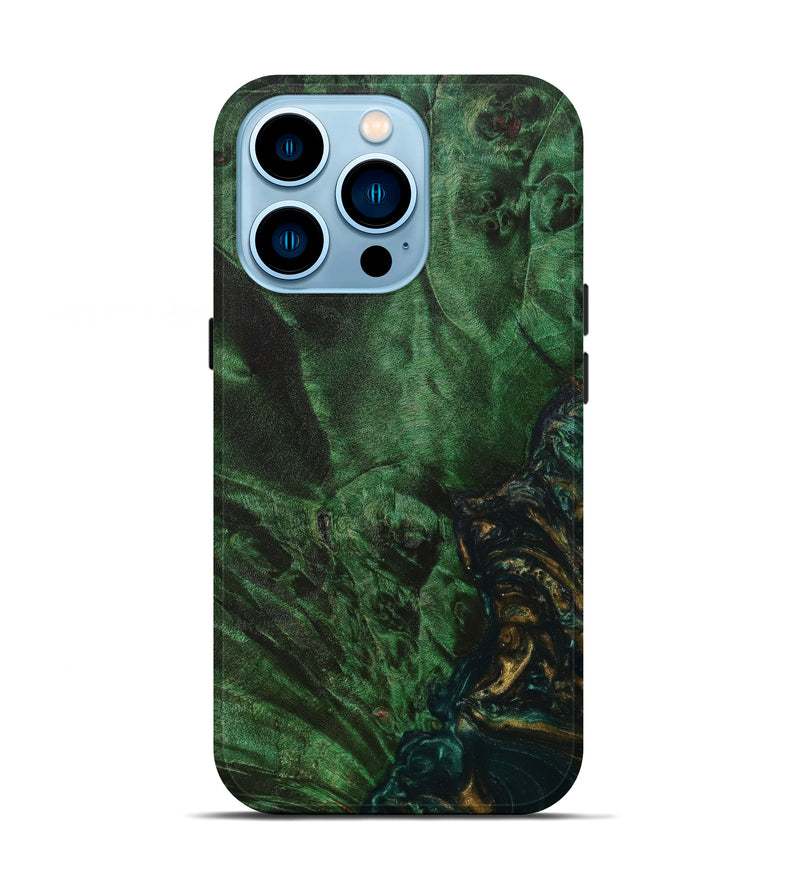 iPhone 14 Pro Wood+Resin Live Edge Phone Case - Bob (Green, 641112)