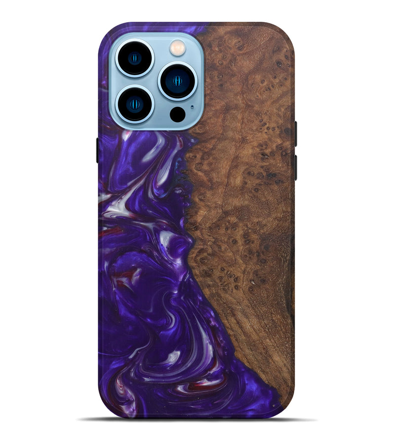iPhone 14 Pro Max Wood+Resin Live Edge Phone Case - Sherrie (Purple, 600530)