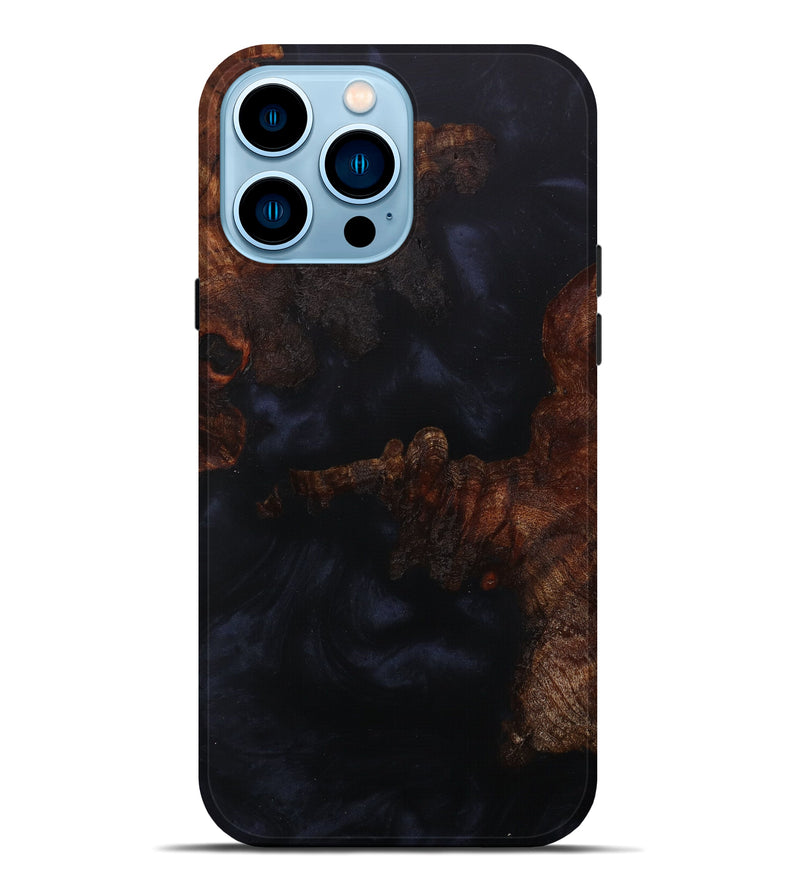 iPhone 14 Pro Max Wood+Resin Live Edge Phone Case - Ingrid (Pure Black, 619510)