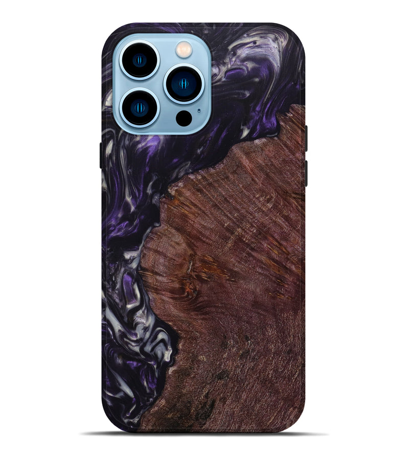 iPhone 14 Pro Max Wood+Resin Live Edge Phone Case - Angelika (Purple, 633190)