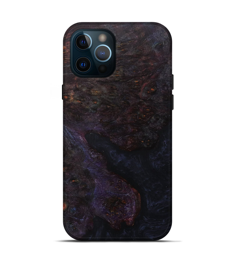 iPhone 12 Pro Wood+Resin Live Edge Phone Case - Will (Pure Black, 610322)