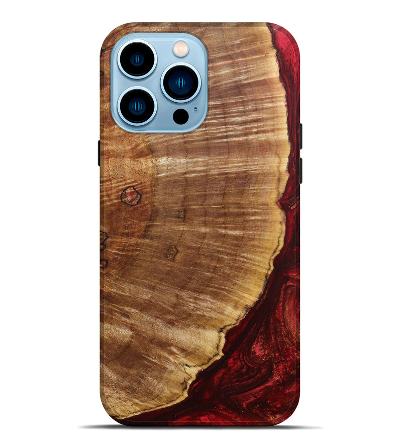 iPhone 14 Pro Max Wood+Resin Live Edge Phone Case - Sierra (Red, 637517)