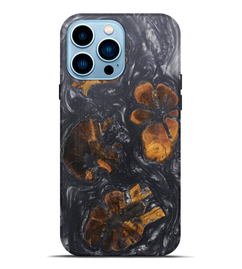 iPhone 14 Pro Max Wood+Resin Live Edge Phone Case - Edward (Metallic, 595474)