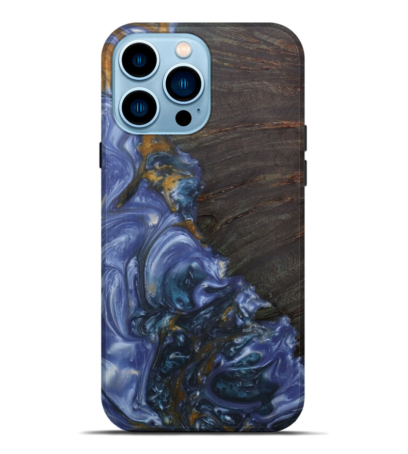 iPhone 14 Pro Max Wood+Resin Live Edge Phone Case - Cezary (Light Blue, 594802)