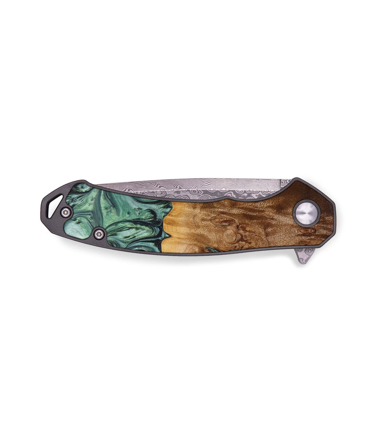 EDC Wood+Resin Pocket Knife - Maryann (Green, 643115)