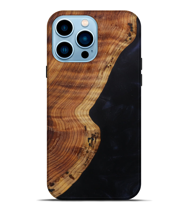 iPhone 14 Pro Max Wood+Resin Live Edge Phone Case - Eliot (Pure Black, 620146)