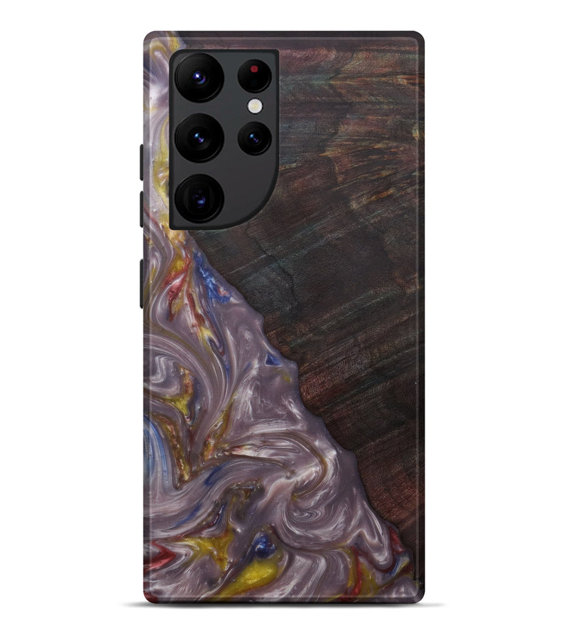 Galaxy S22 Ultra Wood+Resin Live Edge Phone Case - VuQuoc (Dark Red, 585233)