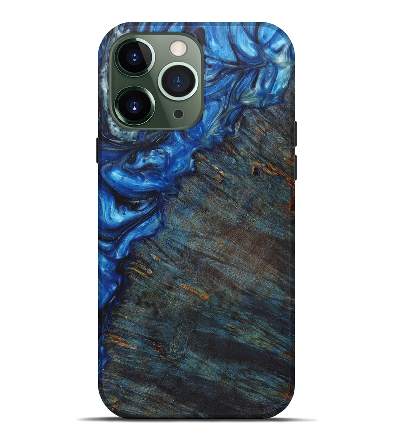 iPhone 13 Pro Max Wood+Resin Live Edge Phone Case - Alora (Blue, 626359)